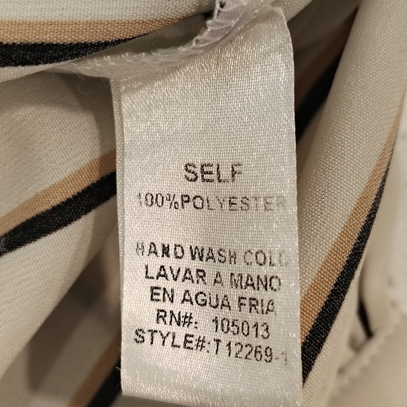 Andree By Unit Womens Small Black White Tan Striped Button Up Blouse Career - Picture 7 of 9